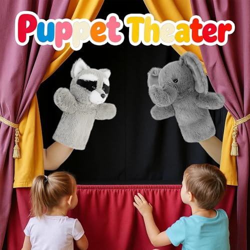 Plush Stuffed Puppet Forest Animal Toy for Family Fun Adult Hands Fit Preschool Learning Classroom Supplies Educational Tool Raccoon Puppet - color: Raccoon