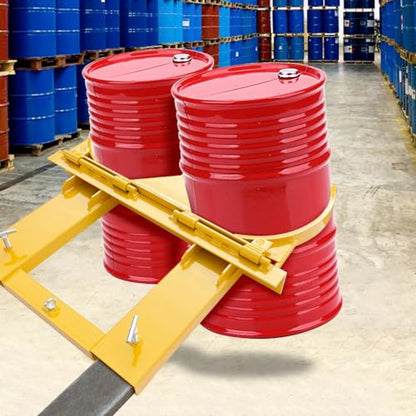 Forklift Double Drum Grabber, 2000 lbs Capacity Dual Drum Handler for 55 Gallon Steel & Plastic Barrels - color: Double Drum Grab