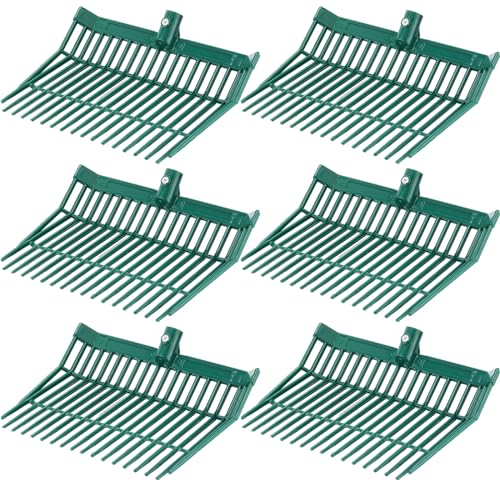 6 Pack Manure Fork Replacement Heads with Screws 18 Tine, Pitch Fork Heads