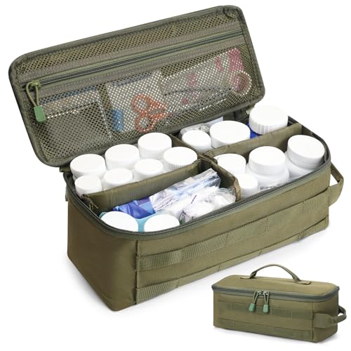 Travel Medicine Bag,Medication Pill Bottle Organizer Empty Case - color: Green