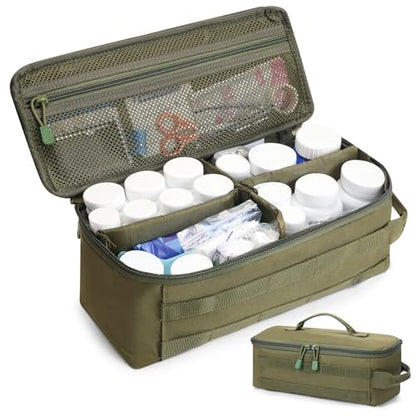 Travel Medicine Bag,Medication Pill Bottle Organizer Empty Case - color: Green