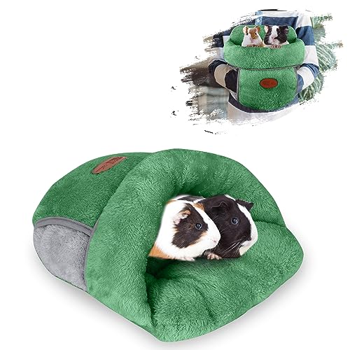 YUEPET Guinea Pig Bed Cuddle Cave, Warm Fleece Hideout, Green - color: Green, size: 1PCS