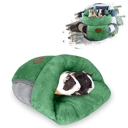 YUEPET Guinea Pig Bed Cuddle Cave, Warm Fleece Hideout, Green - color: Green, size: 1PCS