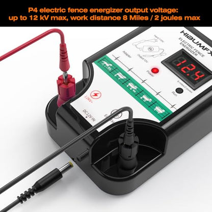 P4 Electric Fence Energizer Smart Fencing System with grounding Systems kit and Wiring Kits,Ideal for Poultry, Livestock, and Preventing Wild Animals Intruding