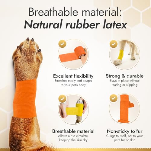 Cat & Dog Bandages for Wounds Protect from Licking and Dirt – Set of 4 pcs x 5 cm + 2 pcs x 10 cm – Dog Wound Care from Natural Rubber Latex - size: 4 pcs x 5 cm + 2 pcs x 10 cm