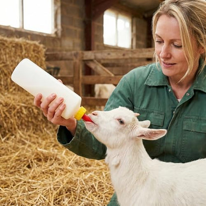 Goat Milk Feeder Bottles, 5Pcs 13.5oz Livestock Nursing Set | Animal Feeding Bottles with Silicone Nipples for Goats Lambs Calves and Small Farm Animals, Replacement Nipple Included