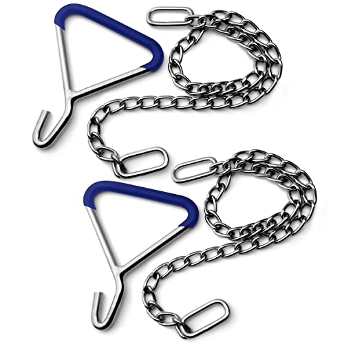 Durable OB Handle Apparatus with 2 Handle Puller Hooks and 2 Chains - Stainless Steel for Cow, Goat, and Cattle Delivery Instruments on Dairy Farms, 60 Inch - size: 60 Inch
