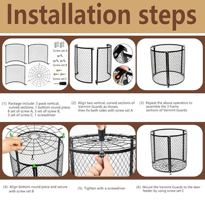 Deer Feeder Varmint Guard, 12.3” x 11.8” Varmint Cage for Feeders | All-Metal Deer Feeder Cage, Protective Cages for Feeder Keeping Wildlife Away Outdoor Hunting - color: black