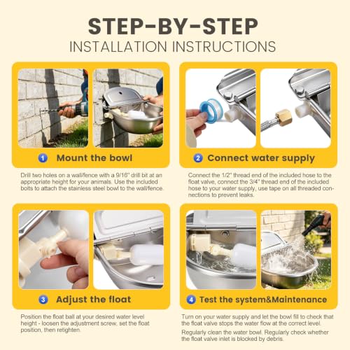 Automatic Dog Water Bowl Dispenser 304 Stainless Steel Dog Waterer - color: Standard without Drain Plug