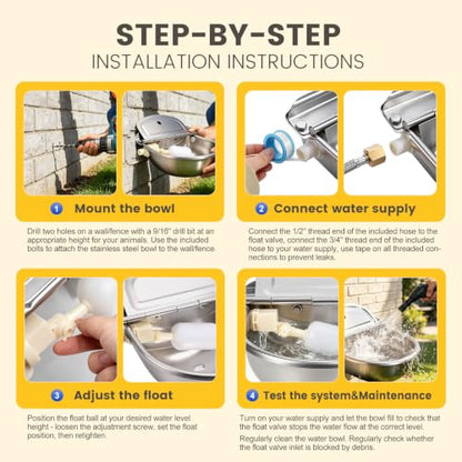 Automatic Dog Water Bowl Dispenser 304 Stainless Steel Dog Waterer - color: Standard without Drain Plug