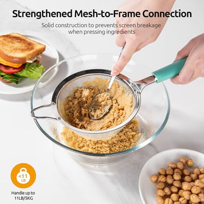 U-Taste Fine Mesh Strainer, 18/8 Stainless Steel Sieve 30 Mesh, M/Aqua Sky - color: (1) Aqua Sky, size: M-4.73in