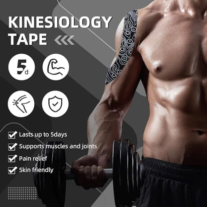OK TAPE PRO Kinesiology Tape Bulk 103Feet, Water-Resistant Sports Tape | Elastic Physical Therapy Tape for Pain Relief, Muscle Support, Kinetic Tape, Latex Free, Uncut Roll, Black - color: Black