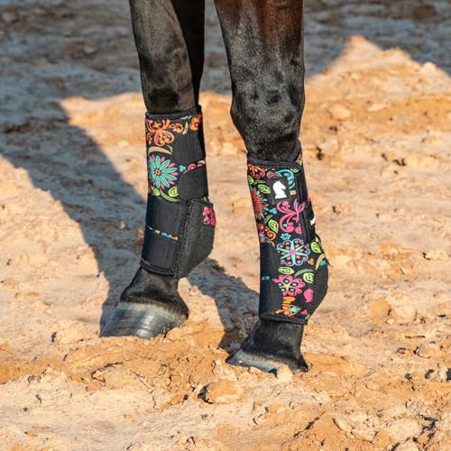 Classic Equine Legacy2 Support Boots, Front and Hind - color: Neon Flower, size: Small