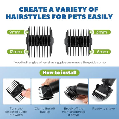 300W Pet Grooming Clippers with 2000-6600rpm Stepless Speed Control | Heavy-Duty Commercial Grade with 13ft Power Cord, Low Noise< 50db, with Extra Blade & 2 Limit Combs of 4 Sizes