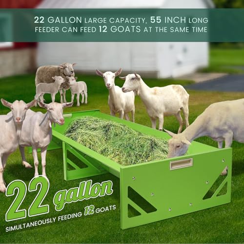 Goat Feeder Trough 55" Livestock Feeding Trough Large Capacity Metal Feed Trough Heavy-Duty Horse Feeder Livestock Feeder for Cattle Cows Horses Sheep Goats Pigs Calf Deer