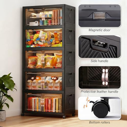 Collapsible Storage Bins with Lids&Wheels-311QT(78Gal) - size: Five-Layer with one lid