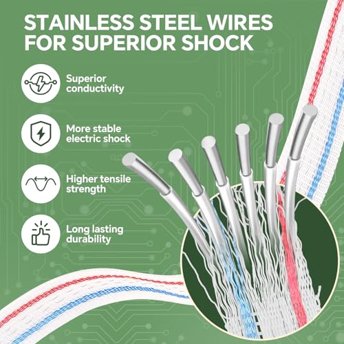 Electric Fence Polytape 1000ft - 3/4" High Visibility Livestock Fencing, 6 Tinned Copper Strands for Reliable Conductivity, UV & Rust Resistant, 330lb Strength - size: 1000 ft