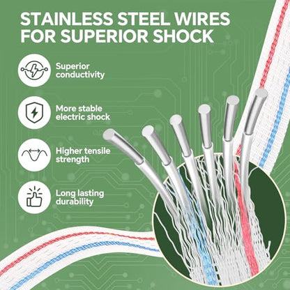 Electric Fence Tape 1000ft for Livestock,3/4" Wide, 6 Tinned Copper Wires - size: 1000 ft