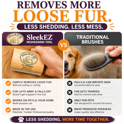 SleekEZ Dog Brush for Shedding | Patented Deshedding Dog Brush | Pet Hair Remover for Short, Medium & Long Coats | Made in USA | 5 Inch - style: Dog Brush