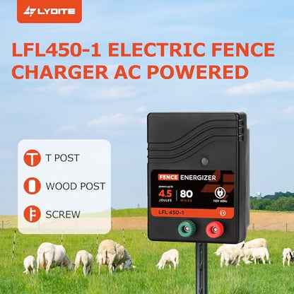 Electric Fence Charger, Electric Fence Energizer 4.5 Joule Ac Powered - size: LFL450-1-2