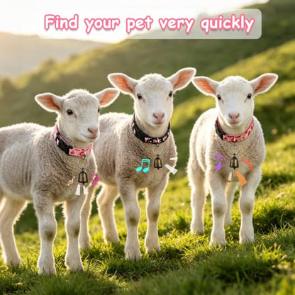 5 Pack Heart Goat Collars with Bells,Anti-Lost Pet Collar - color: Heart Print-colored