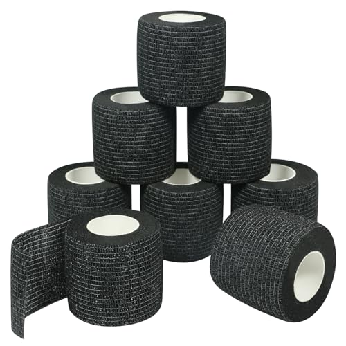 Self Adhesive Bandage Wrap Elastic Athletic Tape 8PCS 2 in X 14.7 ft Black - color: Black 8pcs