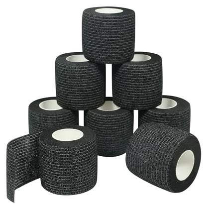 Self Adhesive Bandage Wrap Elastic Athletic Tape 8PCS 2 in X 14.7 ft Black - color: Black 8pcs