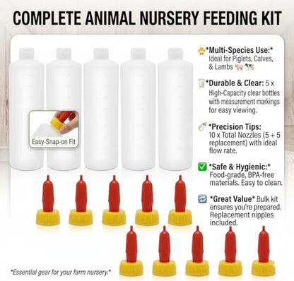 5Pack 400ML Goat and Lamb Feeding Bottles with Silicone Nippl