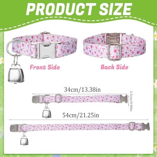 3 Pack Floral Goat Collars with Bells Adjustable Sheep Collar