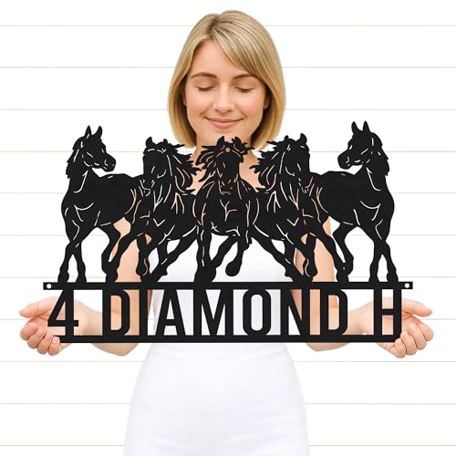 Personalized Metal Horse Farm Sign – Custom Ranch Name Wall Decor for Entryway, Fence or Barn, Durable Outdoor Plaque for Western Country Homes - color: Horse Sign #12