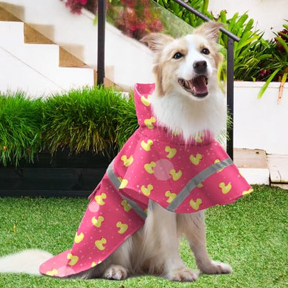 NACOCO Large Dog Raincoat Adjustable - Pet Rubber Ducks Yellow Water Proof Clothes Lightweight Rain Jacket Poncho Hoodies with Strip Reflective Pink (Pink M, Yellow Duck) - color: Pink Duck, size: Medium (Pack of 1)