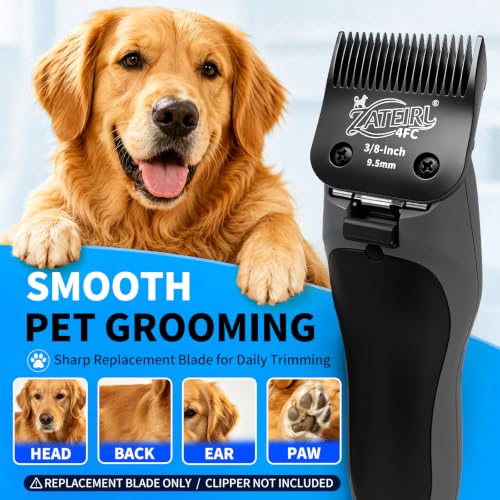 Size 4FC Detachable Pet Grooming Clipper Blade with Steel Cutter, 3/8 Inch (9.5 mm) Cut Length, Black, Compatible with Andis, Oster A5, Wahl KM10, 3 Pack - color: Black, size: 4FC 9.5mm - 3 Pack