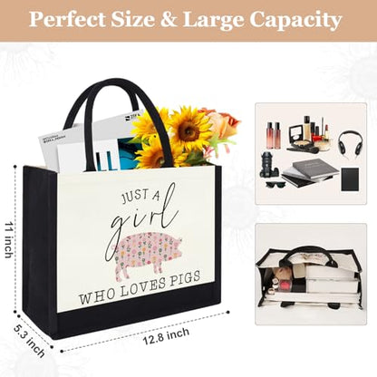 GevGuxLuo Tote Bag for Women Animal Lover Bag Gift for Women - color: Pigs