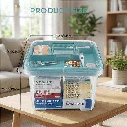 Pulseplay Clear Medicine Storage Box with Handle Green - color: Green