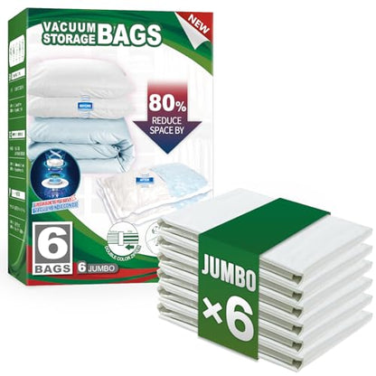 TAILI 6 Pack Vacuum Storage Bags, Jumbo Size (31×40 inch), Cream - size: 6 Jumbo