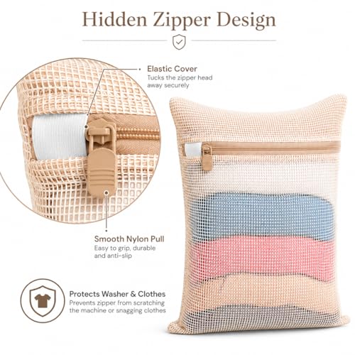 3-piece set extra-large 20×23.6 inch durable organic cotton mesh laundry bags, with sturdy zippers and breathable mesh, perfect for delicate items like underwear, clothes, pants, and socks. - size: Extra Large