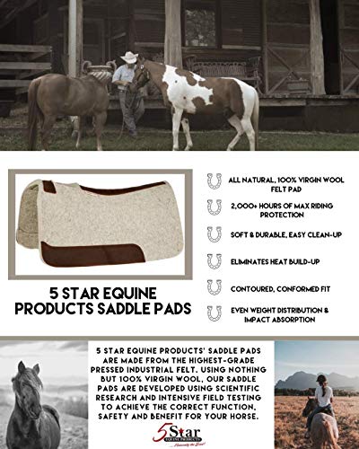 5 Star Equine - 7/8" Thick Western Contoured Natural Pad - The All Around 30"x30". Great for Barrel Racing, Trail Riding, Roping, Etc.