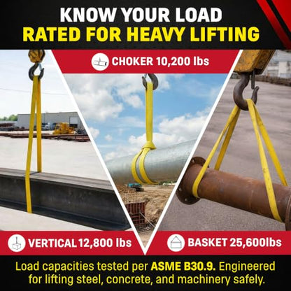 DD Sling 2" x 16' Nylon Endless Lifting Sling – USA Made | 12,800 lb Vertical, 10,200 lb Choker, 25,600 lb Basket – 2 Ply Heavy Duty 900 Webbing, Type 5 Endless Rigging Sling - size: 2"x16'
