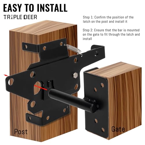 Self-Locking Fence Gate Latch Heavy Duty Post Mount Automatic Gate Hardware