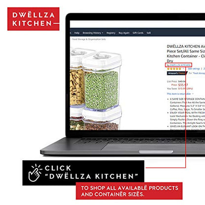 DWËLLZA KITCHEN Airtight Food Storage Containers with White Lids – 0.4L 6 Pc Clear Plastic Kitchen canisters Pantry Organization for Spices, Candy, Nuts, BPA-Free, Keeps Food Fresh & Dry - color: 05 - 0.4 liter (Set of 6)