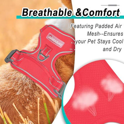 BARKBAY Dog Harness for Small Sized Dog No Pull Mesh 2 Clips Dog Vest - color: Red-Mesh, size: X-Small