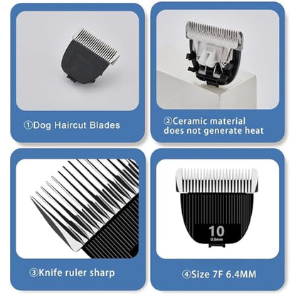 2PCS Replacement Blade for nebot P1 Pro Pet Grooming Kit & Vacuum Size-10 Cut Length 1/50"(0.5mm),Made of Ceramic Blade & Stainless Steel Blade