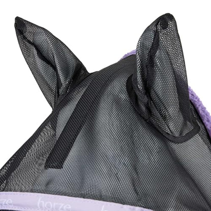 Horze Wire-Framed Soft Mesh Fleece-Lined Fly Mask with UV Protection - Lavender Frost - S - color: Lavender Frost, size: S