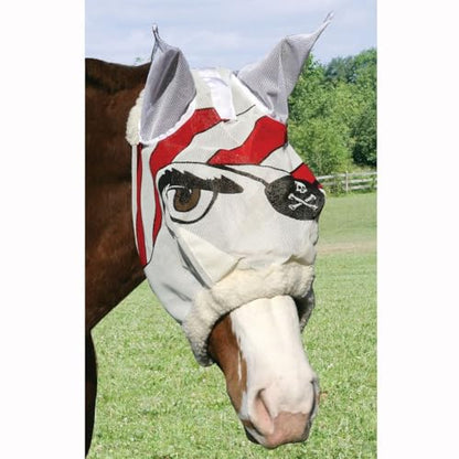 Schneiders Dura-Mesh Designer Fly Horse Masks | Fun Patterns & 70% UV Protection | Durable 1000D Mesh with Ear Coverage & Fleece Comfort - color: Pirate, style: Pirate