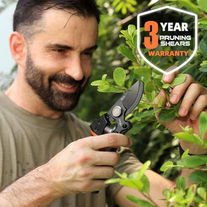 DECERK® 8.5" Professional Pruning Shears - Cuts 4X Easier with Ultra Sharp Japanese Steel Titanium Blade, Arthritis Friendly Garden Scissors & Plant Clippers, Effortlessly Prunes 3/4" Branches - style: Black Orange Clipper