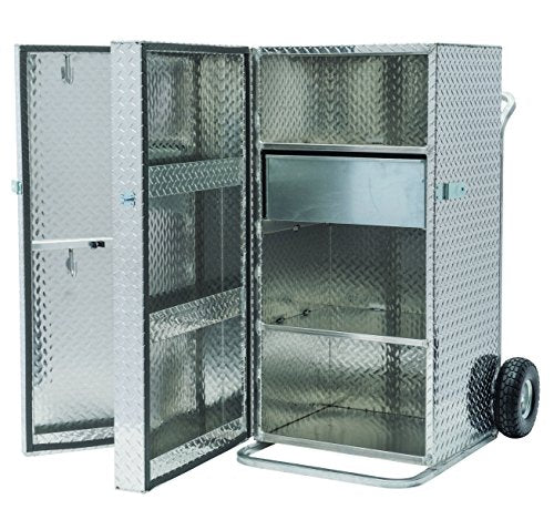 Weaver Livestock Two-Door Dolly Show Box, Aluminum Grooming Box with Wheels, Treadplate Showbox for Cattle, Sheep, Goat Shows, 4'
