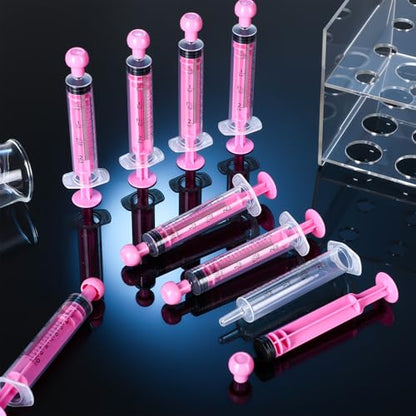 TrelaCo 20 Pack 10ml Oral Syringes with Cap Plastic No Needle, Pink | Measuring Dispensing for Liquid Medication, Individually Sealed, Pet Feeding Lab Sample, Clear Graduated Markings,Halloween - size: Pink