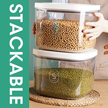 TBMAXS Airtight Rice Container 10 Lbs, Clear Plastic Food Storage Container Bin For Flour Sugar, Dry Food Holder with Easy Locking Lid for Kitchen Pantry Organization and Storage