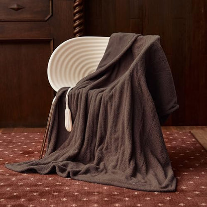 Templewet Heated Blanket Throw 50" x 60",Cute Electric Blanket,Dark Brown | Timer Settings,Auto Off,Soft Sherpa Heated Throw Blanket,Machine Washable,Fast Heating for Sofa Bed Office Use,Gifts for Mom - color: Dark Brown