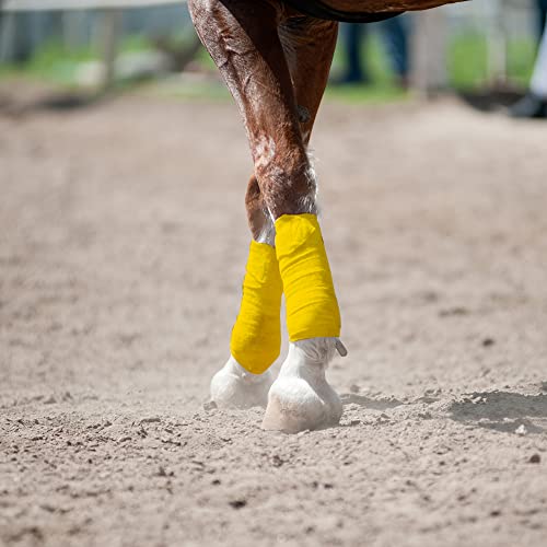 Horse Polo Wraps 2.5m Soft Fleece Polo Wraps Equestrian Leg Bandage Wrap Set of 4 Packs (Yellow - 2.5m) - color: Yellow - 2.5m